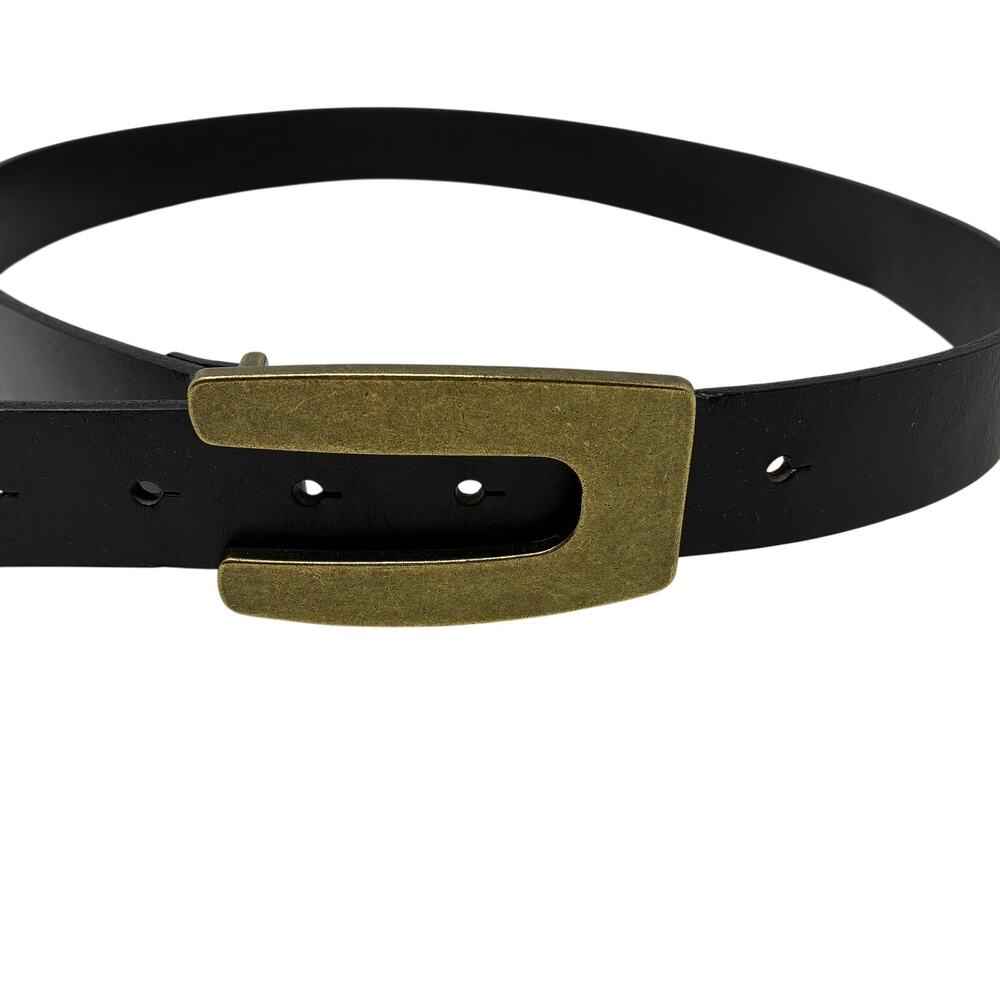 Treasure & Bond Black Leather Belt Matte Brass Buckle Black Sz Small Jean Fit